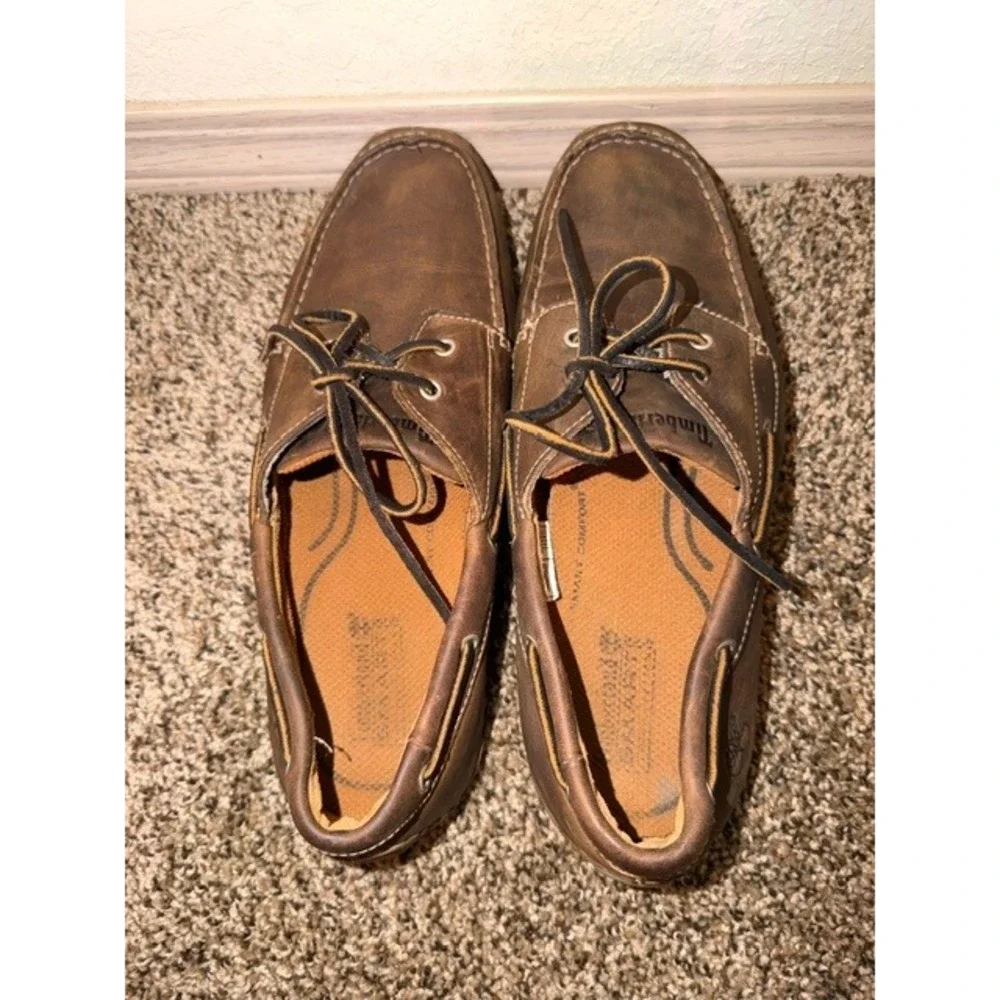 Timberland Mens Brown Leather Boat Shoes Loafers 74017 Size 11M